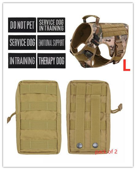 HKM-3441341 Adjustable German Shepherd Tactical Dog Harness with Heavy-Duty Nylon, Pockets, and Metal Clips