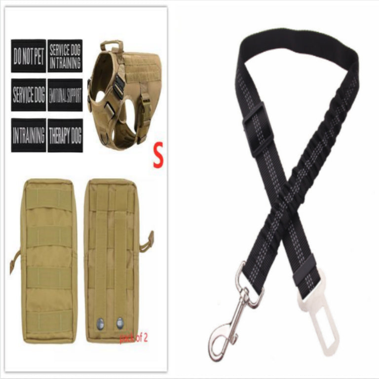 HKM-3441341 Adjustable German Shepherd Tactical Dog Harness with Heavy-Duty Nylon, Pockets, and Metal Clips