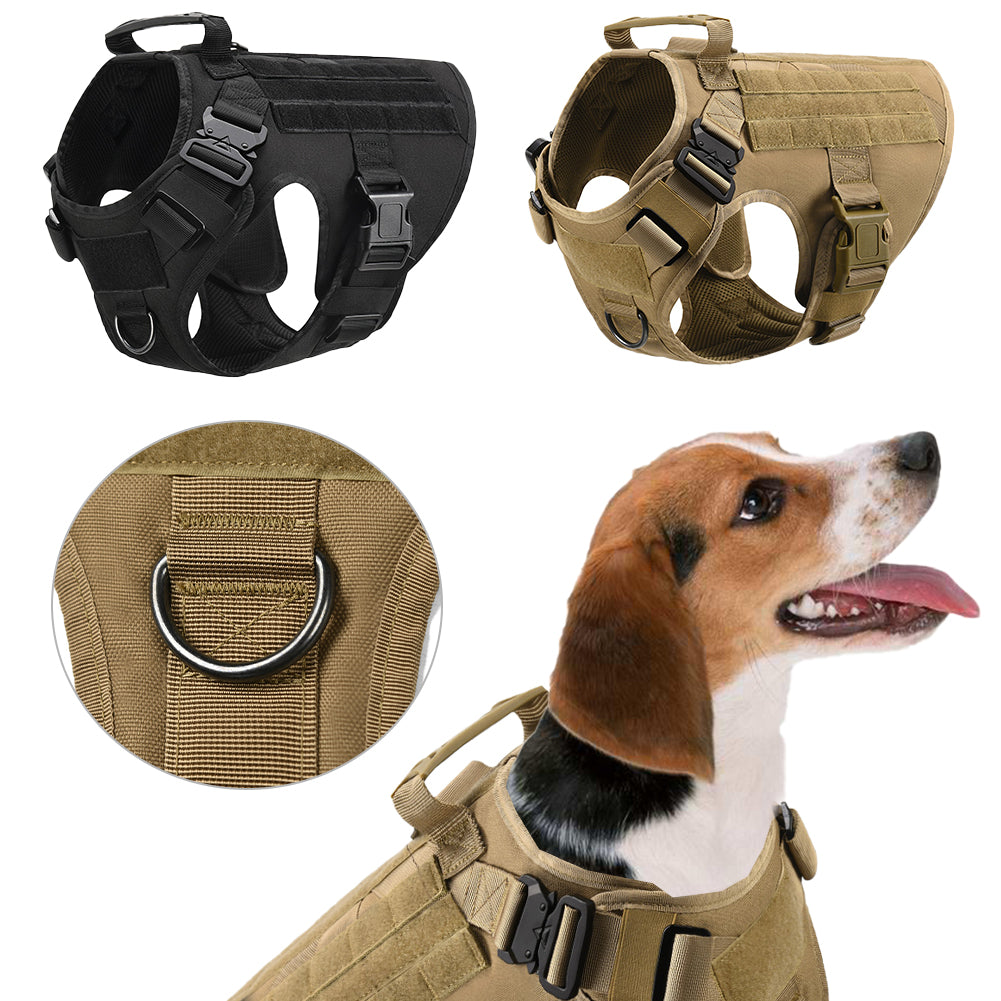 HKM-3441341 Adjustable German Shepherd Tactical Dog Harness with Heavy-Duty Nylon, Pockets, and Metal Clips