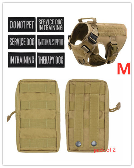 HKM-3441341 Adjustable German Shepherd Tactical Dog Harness with Heavy-Duty Nylon, Pockets, and Metal Clips