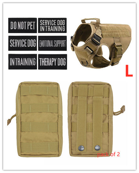 HKM-3441341 Adjustable German Shepherd Tactical Dog Harness with Heavy-Duty Nylon, Pockets, and Metal Clips