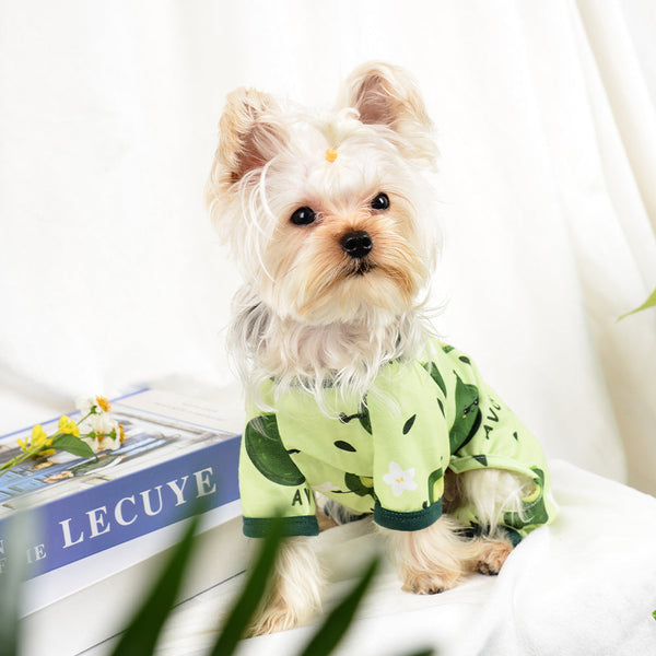 HKM-3441469 Four Seasons Cotton Dog Jumpsuit in Grass Green - Casual Pet Pajamas for All Sizes
