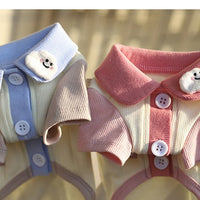 HKM-3442237 Cotton Bipedal Casual Cardigan for Pets - Available in Blue and Pink