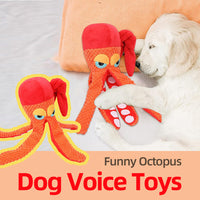 HKM-3443133 Squeaky Plush Octopus Dog Toy for Chewing and Dental Care