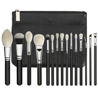 HKM-344659 15-Piece Black Makeup Brush Set with Wooden Handles and Artificial Fiber Bristles