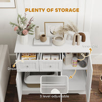 HKM-3447101 Cat Litter Box Enclosure with Storage Drawers - Stylish Furniture Solution for Odor Control and Cat Privacy