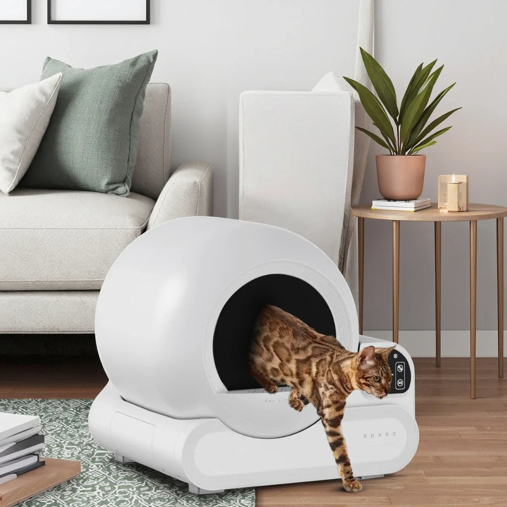 HKM-344723 Smart Automatic Cat Litter Box with 70L Capacity and WiFi Control for Easy Cleaning