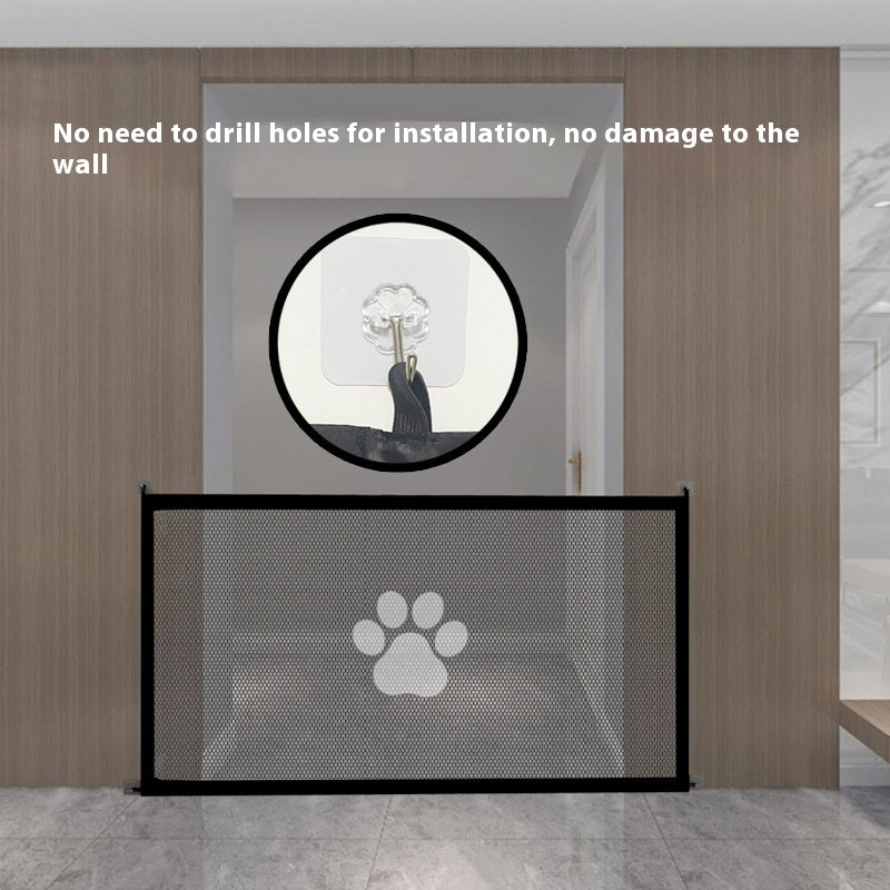 HKM-3448893 Portable Folding Dog Barrier - Punch-Free Isolation Net Fence for Pet Safety