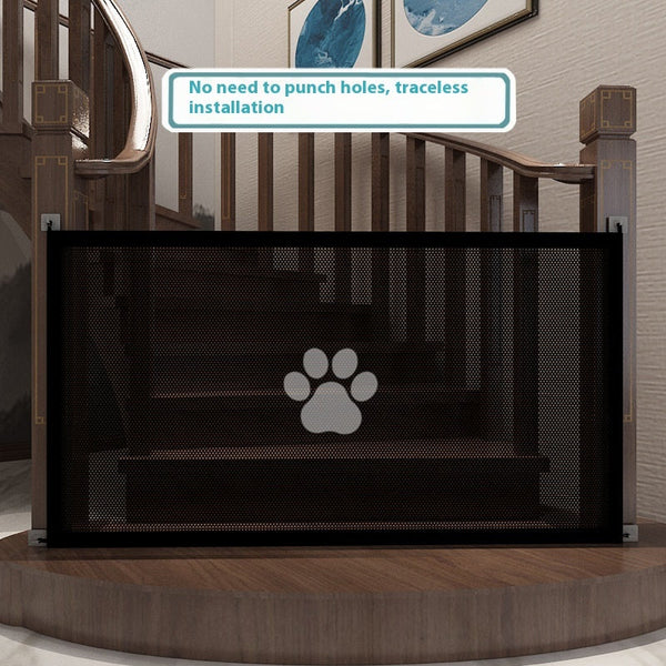 HKM-3448893 Portable Folding Dog Barrier - Punch-Free Isolation Net Fence for Pet Safety