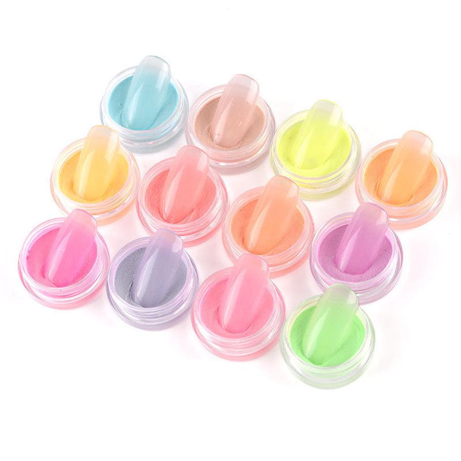 HKM-344915 Luminous Powder Set - 12 Color Nail Art Glitter for Creative Designs