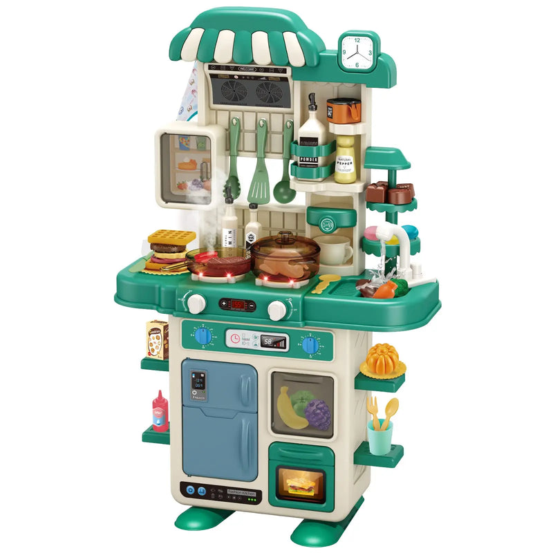 HKM-345107 48-Piece Realistic Kitchen Play Set with Lights and Sounds for Kids Ages 5 and Up