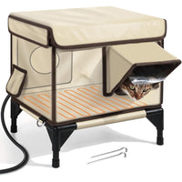 HKM-3451453 Beige Waterproof Oxford Cloth Cat House with Outdoor PVC Pipe Height Increase