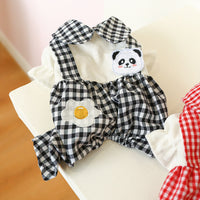 HKM-3451965 Teddy Bichon Plaid Overalls for Small and Medium Dogs in Poached Egg Panda Style