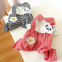 HKM-3451965 Teddy Bichon Plaid Overalls for Small and Medium Dogs in Poached Egg Panda Style