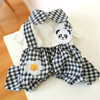 HKM-3451965 Teddy Bichon Plaid Overalls for Small and Medium Dogs in Poached Egg Panda Style