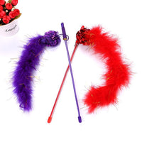 HKM-3452221 Colorful Plush Cat Teaser Stick with Ringing Paper Ball - 30cm Length