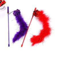 HKM-3452221 Colorful Plush Cat Teaser Stick with Ringing Paper Ball - 30cm Length