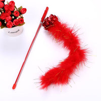 HKM-3452221 Colorful Plush Cat Teaser Stick with Ringing Paper Ball - 30cm Length