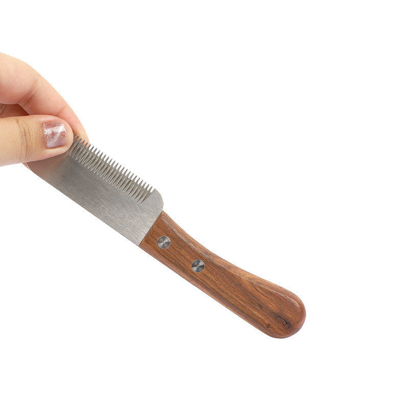 HKM-3452989 Wooden Dog and Cat Shaving Knife for Terriers - Minimalist Hair Pulling Comb