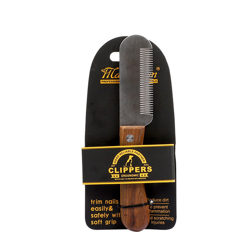 HKM-3452989 Wooden Dog and Cat Shaving Knife for Terriers - Minimalist Hair Pulling Comb