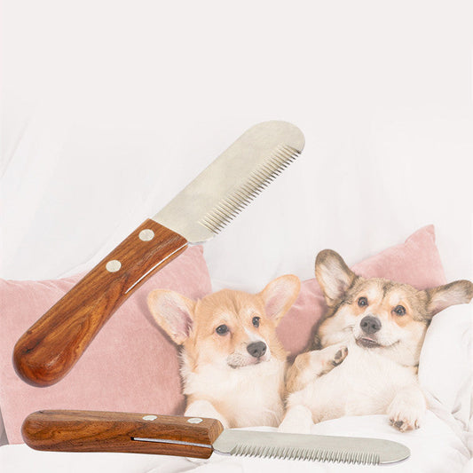 HKM-3452989 Wooden Dog and Cat Shaving Knife for Terriers - Minimalist Hair Pulling Comb