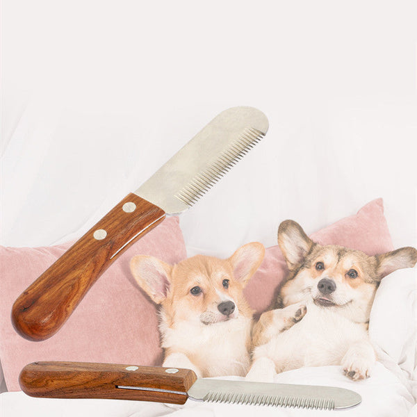 HKM-3452989 Wooden Dog and Cat Shaving Knife for Terriers - Minimalist Hair Pulling Comb