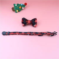 HKM-3453373 Festive Christmas Cat Collar with Detachable Buffalo Plaid Bowtie - Soft and Flexible Design