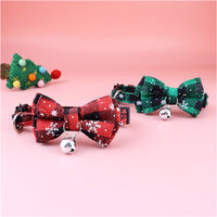 HKM-3453373 Festive Christmas Cat Collar with Detachable Buffalo Plaid Bowtie - Soft and Flexible Design
