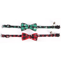 HKM-3453373 Festive Christmas Cat Collar with Detachable Buffalo Plaid Bowtie - Soft and Flexible Design