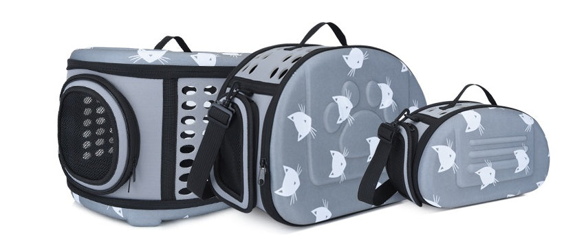 HKM-3453629 Cat Pattern Single Shoulder Pet Carrier Bag - Medium to Soft EVA, Ventilated Design for Pets Up to 15 kg