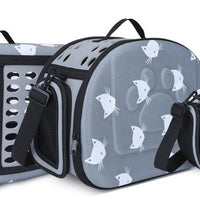 HKM-3453629 Cat Pattern Single Shoulder Pet Carrier Bag - Medium to Soft EVA, Ventilated Design for Pets Up to 15 kg