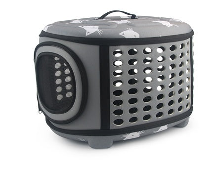 HKM-3453629 Cat Pattern Single Shoulder Pet Carrier Bag - Medium to Soft EVA, Ventilated Design for Pets Up to 15 kg