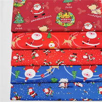 HKM-345427 Red Santa Cartoon Cotton Twill Fabric for Bedding and Clothing - 100% Cotton, 160cm Wide