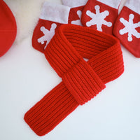 HKM-3455165 Cozy Christmas Knitted Sweater for Dogs with Beret and Scarves - Red and Green Stripes