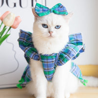 HKM-3455549 Festive Pet Christmas Skirts with Bow Ties and Head Flowers in Various Styles and Sizes