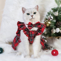 HKM-3455549 Festive Pet Christmas Skirts with Bow Ties and Head Flowers in Various Styles and Sizes