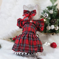 HKM-3455549 Festive Pet Christmas Skirts with Bow Ties and Head Flowers in Various Styles and Sizes