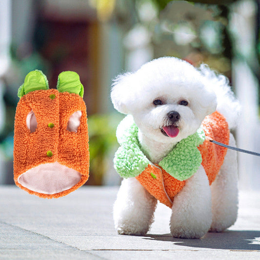 HKM-3456829 Korean Style Lotus Leaf Lace Coral Fleece Pet Vest for Dogs