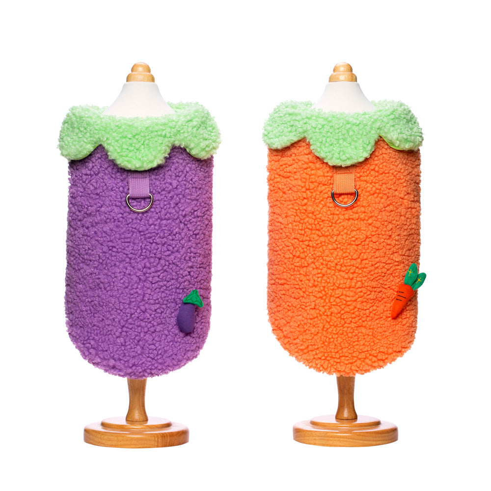 HKM-3456829 Korean Style Lotus Leaf Lace Coral Fleece Pet Vest for Dogs