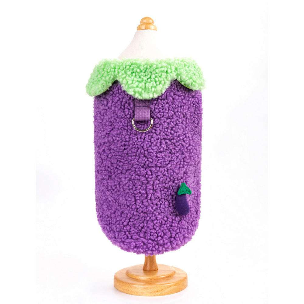 HKM-3456829 Korean Style Lotus Leaf Lace Coral Fleece Pet Vest for Dogs
