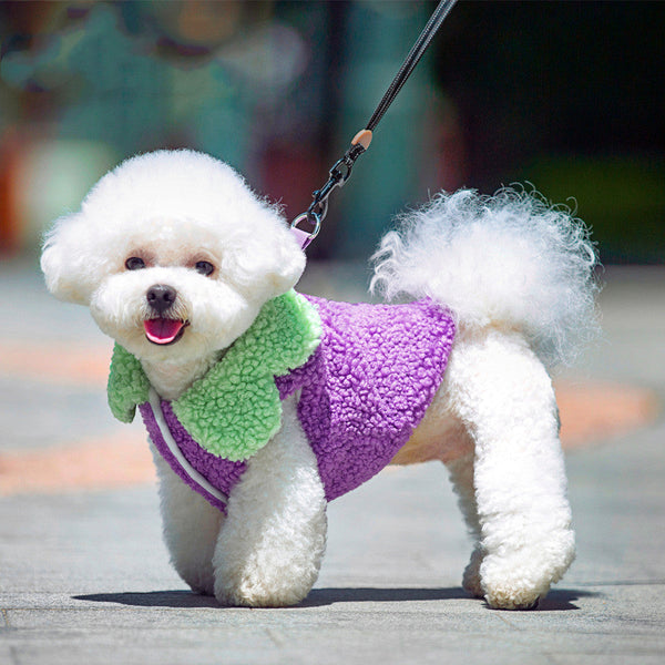 HKM-3456829 Korean Style Lotus Leaf Lace Coral Fleece Pet Vest for Dogs