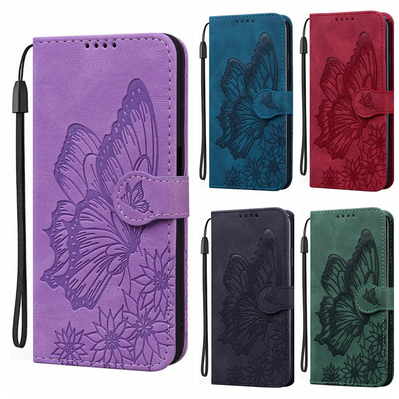 HKM-345683 Embossed Leather Phone Case with Big Bowknot for Apple and Samsung Models