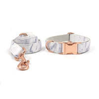 HKM-3456957 Rose Gold Marble Dog Collar and Leash Set with Bow, Multiple Sizes Available