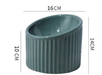 HKM-3457341 Ceramic Pet Bowl with Elevated Design for Cats and Dogs - 17x14cm