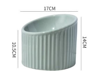 HKM-3457341 Ceramic Pet Bowl with Elevated Design for Cats and Dogs - 17x14cm