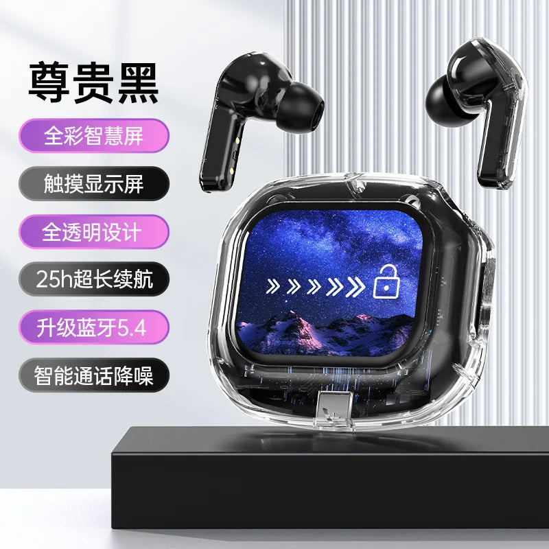HKM-345747 AirMAX A9Pro In-Ear Bluetooth Headset with Transparent LCD Screen and Long Battery Life