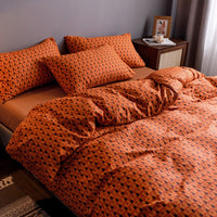 HKM-345747 Four-Piece 100% Cotton Nordic Style Bed Sheet and Quilt Cover Set with Floral Patterns