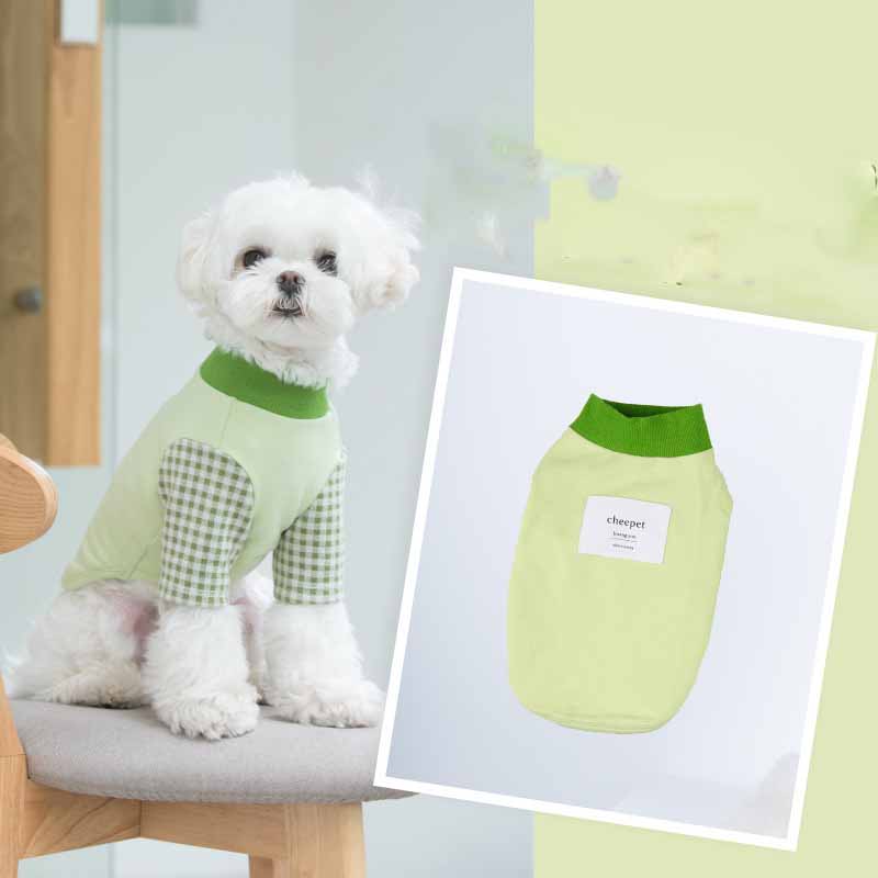 HKM-3457725 Soft Knitted Pet Shirt for Small Dogs in Swan Blue, Matcha Green, and Chocolate