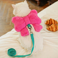 HKM-3458621 Adjustable Pet Bow Chest Strap and Traction Rope for Small Dogs and Cats - Lightweight Backpack Accessory
