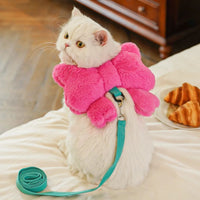 HKM-3458621 Adjustable Pet Bow Chest Strap and Traction Rope for Small Dogs and Cats - Lightweight Backpack Accessory
